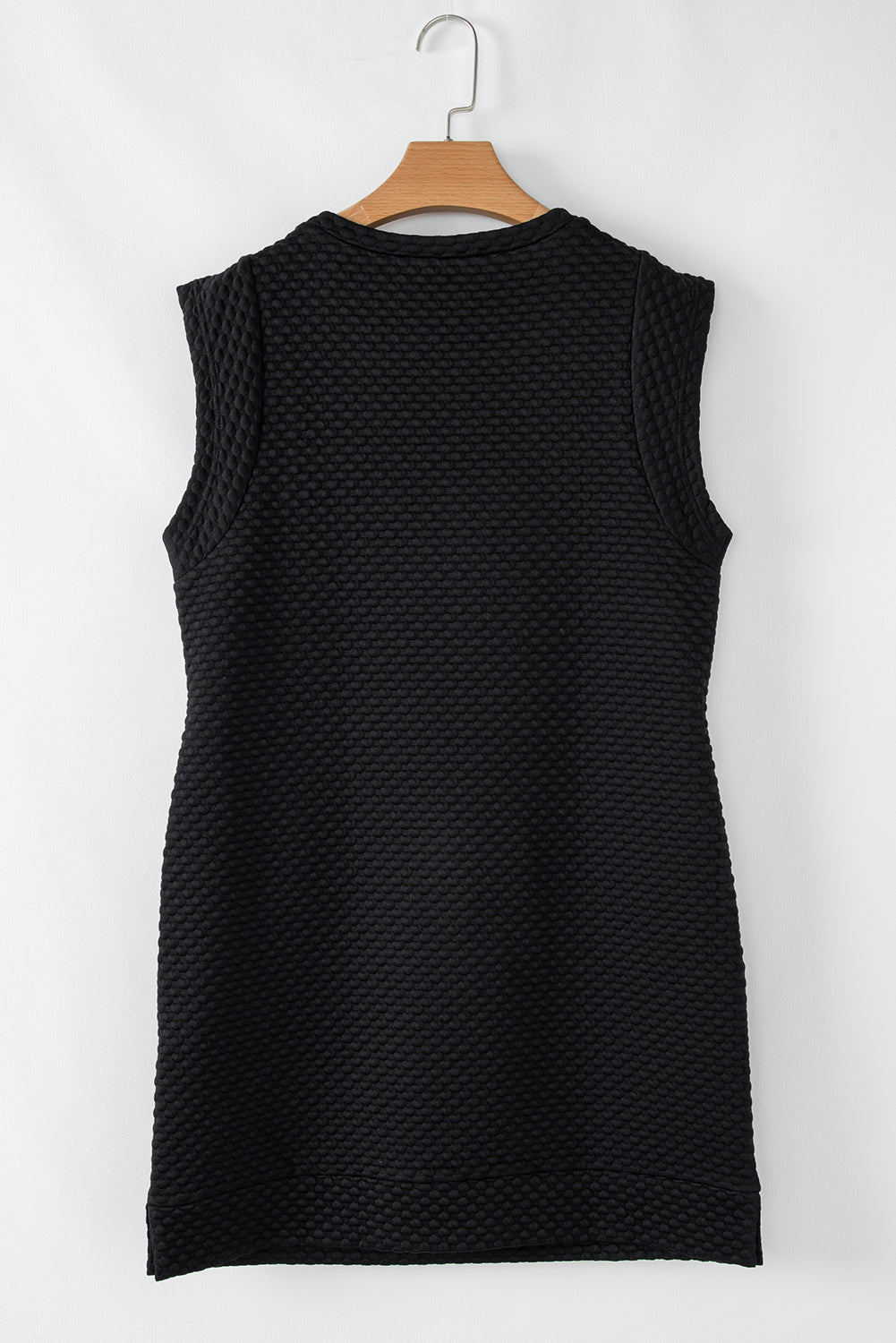 Black Textured Cap Sleeve T-shirt Shift Mini Dress Mini Dresses JT's Designer Fashion