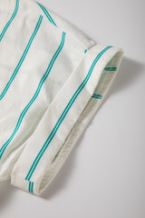 Mint Green St Patricks Striped Wide Short Sleeve Shift Mini Shirt Dress Mini Dresses JT's Designer Fashion