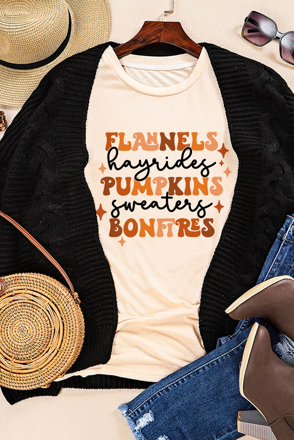 Khaki Flannels Hayrides Pumpkins Sweaters Bonfires Tee Graphic Tees JT's Designer Fashion