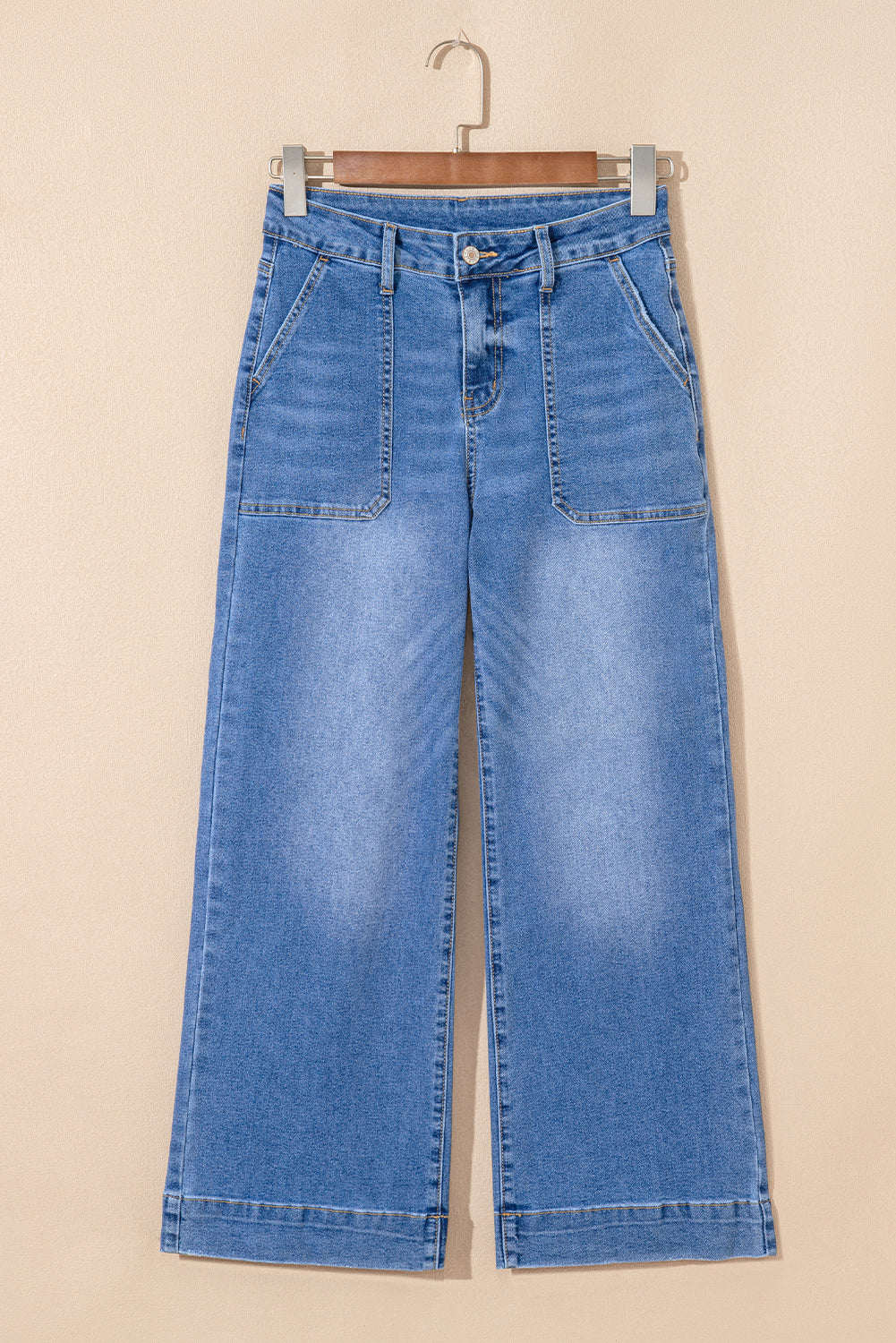 Sky Blue Cropped High Rise Wide Leg Jeans Jeans JT's Designer Fashion