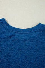 Bluing Solid Textured Crew Neck Short Set Short Sets JT's Designer Fashion