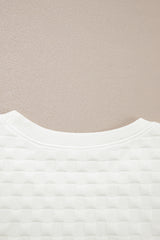 White Solid Color Checkered Texture Short 2pcs Outfit Short Sets JT's Designer Fashion