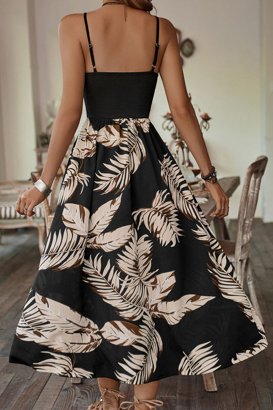 Printed Sleeveless Scoop Neck Slit Dress Midi Dresses JT's Designer Fashion