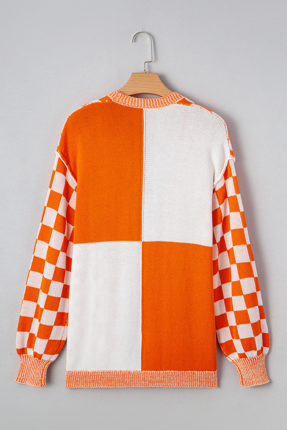 Orange Checkered Open Front Drop Shoulder Cardigan Cardigans JT's Designer Fashion