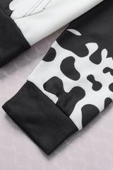 Black Cow Tie Dye Print Pocketed Drawstring Pullover Hoodie Sweatshirts & Hoodies JT's Designer Fashion