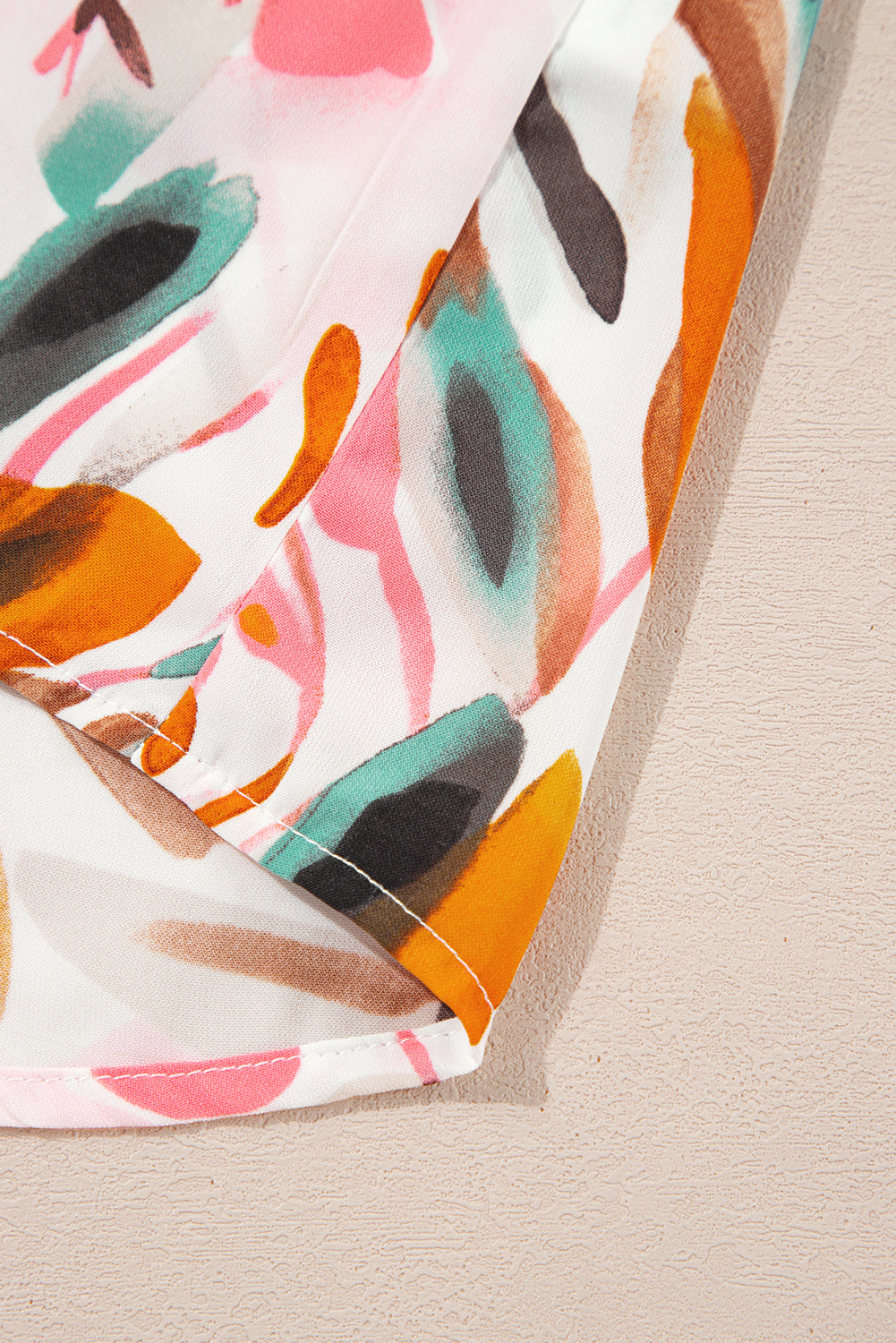 Yellow Abstract Print Drawstring Frilled V Neck 3/4 Sleeve Blouse Blouses & Shirts JT's Designer Fashion