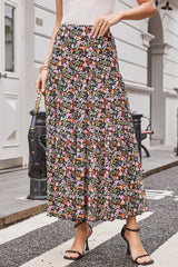 Brown Leopard Floral Reversible Ruffle Hem Maxi Skirt Skirts & Petticoat JT's Designer Fashion