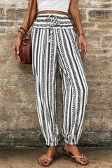 Black Stripe Boho Striped Print Casual Pants Pants & Culotte JT's Designer Fashion