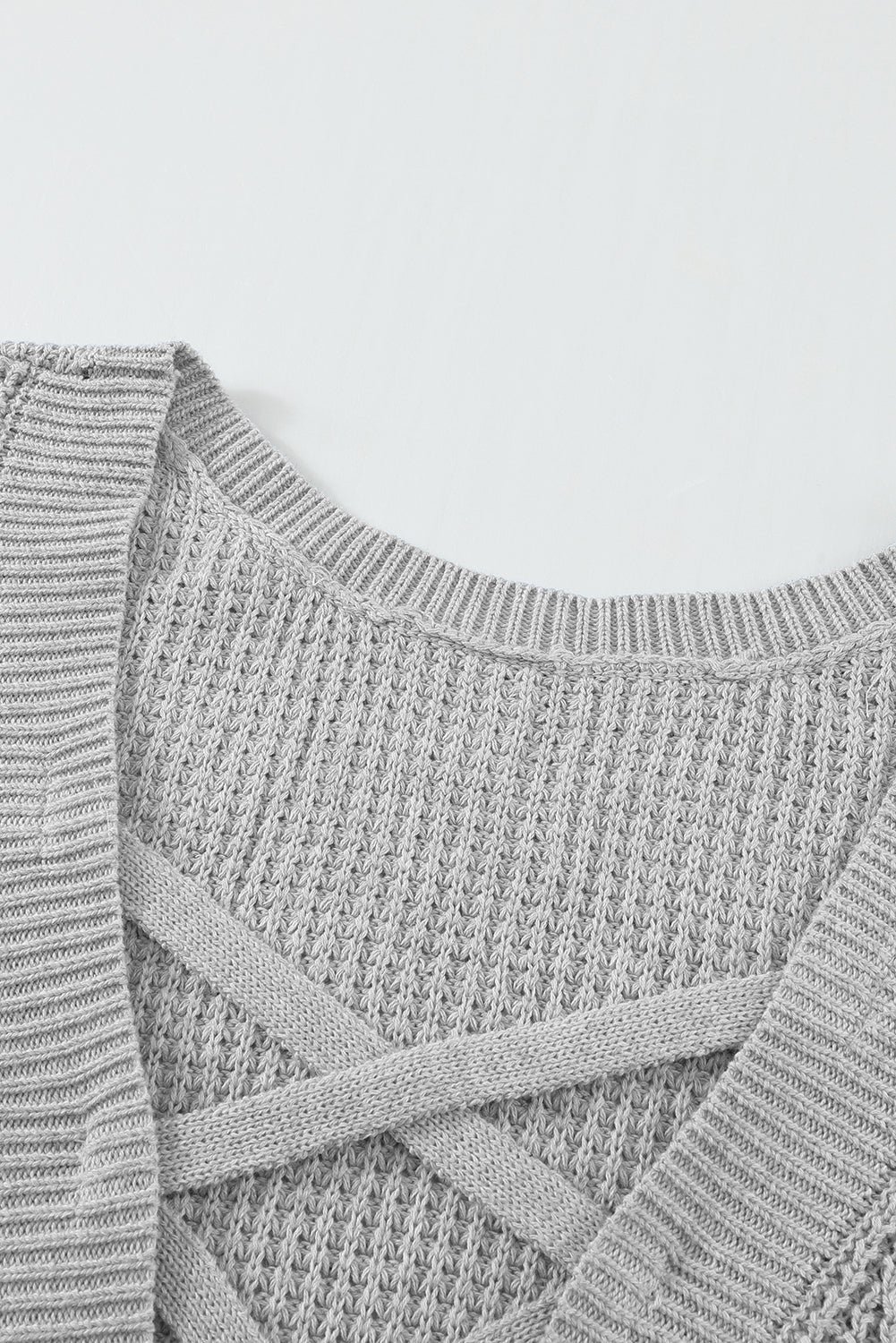 Gray Cross Back Hollow-out Sweater Sweaters & Cardigans JT's Designer Fashion