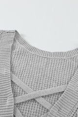 Gray Cross Back Hollow-out Sweater Sweaters & Cardigans JT's Designer Fashion