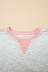 Light Grey Color Block Raw Hem Pullover and Casual Shorts Set Short Sets JT's Designer Fashion