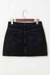 Carbon Grey Mineral Wash Ripped Raw Hem Denim Mini Skirt Skirts & Petticoat JT's Designer Fashion