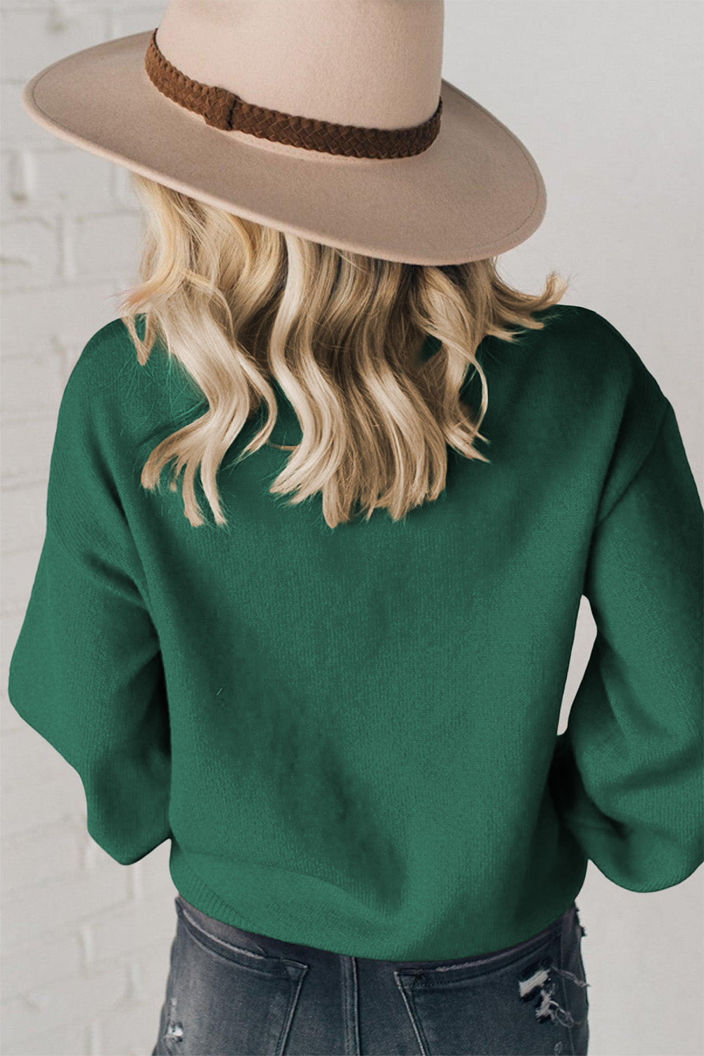 Blackish Green Pearl Beaded Merry Casual Sweater Sweaters JT's Designer Fashion