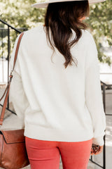White Thankful Ivory Embroidered Sweater Sweaters JT's Designer Fashion