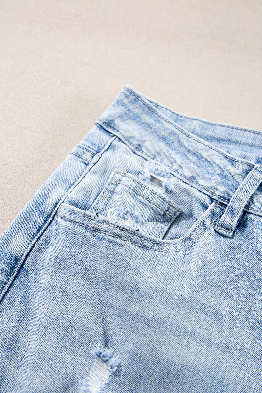 Beau Blue Light Wash Distressed Flare Jeans Jeans JT's Designer Fashion