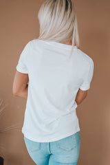 White AMERICA Star Graphic Round Neck Tee Graphic Tees JT's Designer Fashion