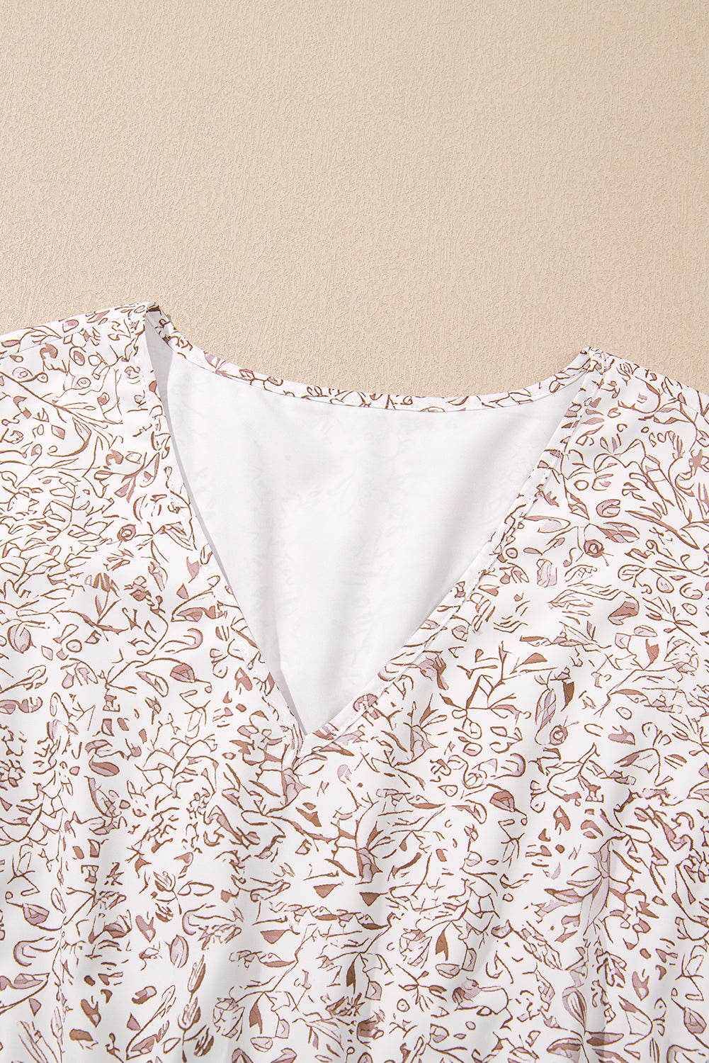 White Floral V Neck Ruffled Short Sleeve Plus Size Dress Plus Size Mini Dresses JT's Designer Fashion