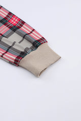 Apricot Plaid Raglan Sleeve Sweatshirt Sweatshirts & Hoodies JT's Designer Fashion