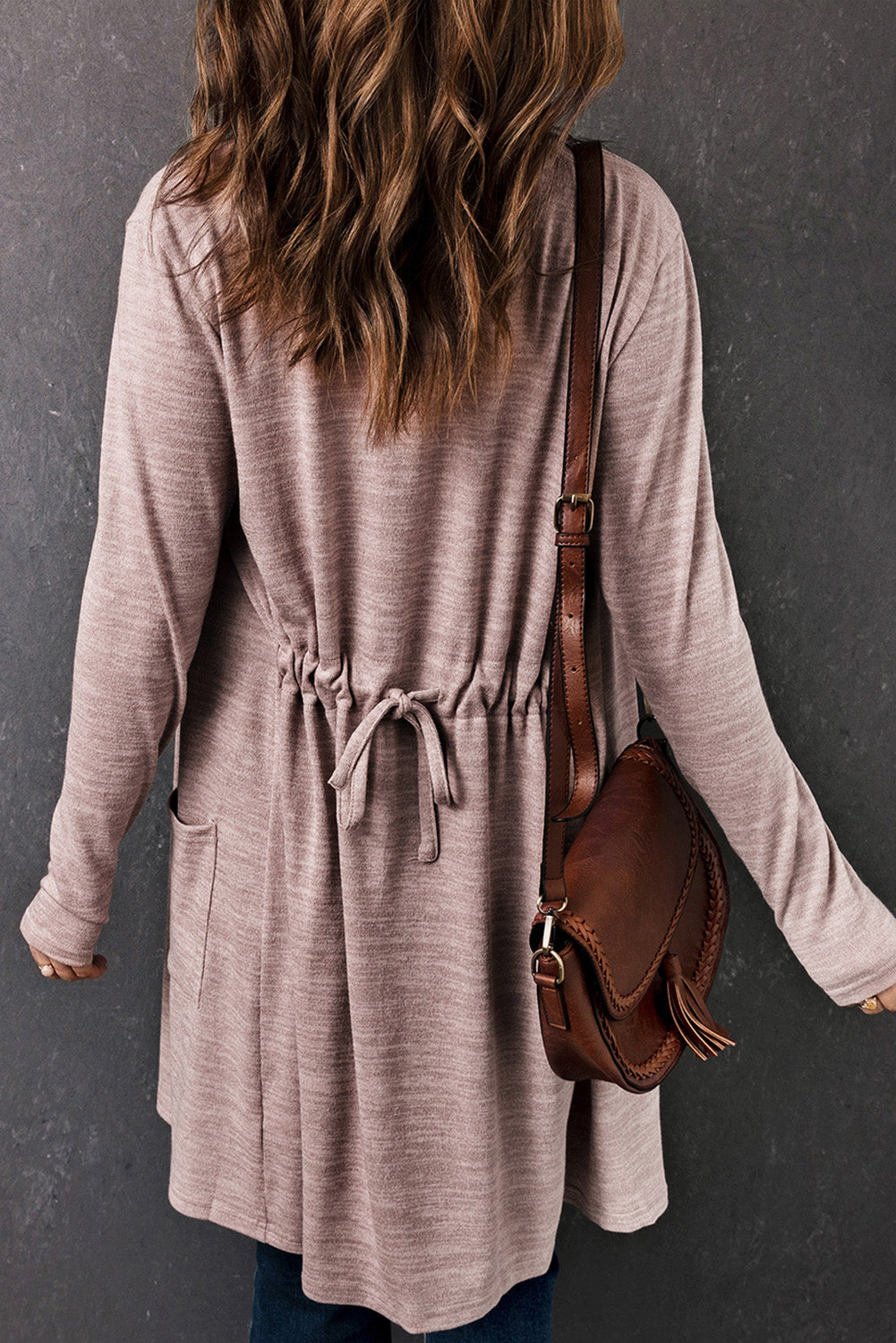 Pink Tunic Back Open Front Cardigan with Pockets Sweaters & Cardigans JT's Designer Fashion