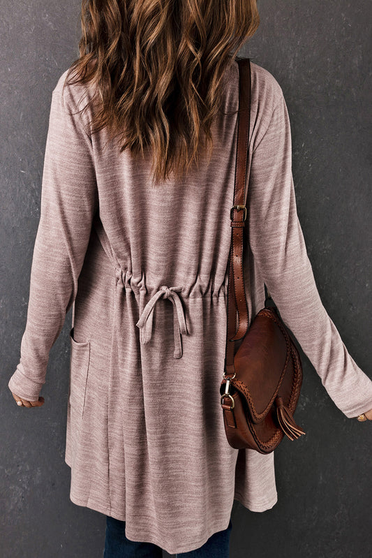 Pink Tunic Back Open Front Cardigan with Pockets Sweaters & Cardigans JT's Designer Fashion
