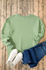 Smoke Green Solid O Neck High Low Hem Pullover Sweatshirt Sweatshirts & Hoodies JT's Designer Fashion
