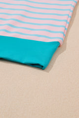 Pink Stripe Color Block Loose Fit Two Piece Shorts Set Short Sets JT's Designer Fashion