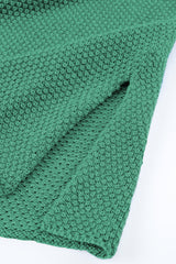 Green Henley Pullover Drop Shoulder Sweater with Slits Sweaters JT's Designer Fashion