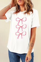 White Bow Ties Print Slim Fit O Neck Casual T Shirt Graphic Tees JT's Designer Fashion