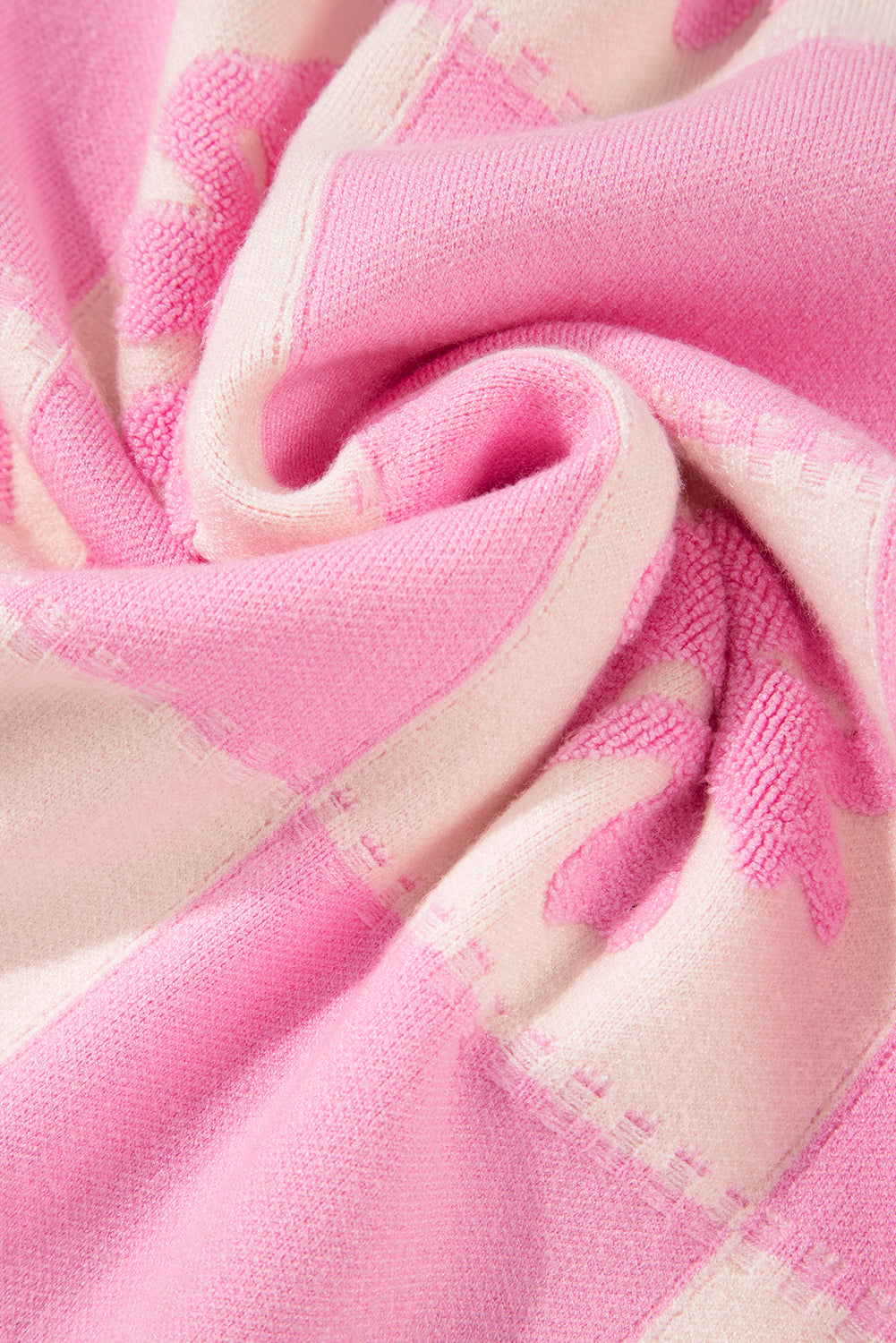 Pink Bowknot Checkered Pattern V Neck Drop Shoulder Button Up Cardigan Cardigans JT's Designer Fashion