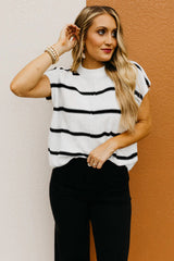 White Striped Batwing Sleeve Sweater Tee Sweaters & Cardigans JT's Designer Fashion