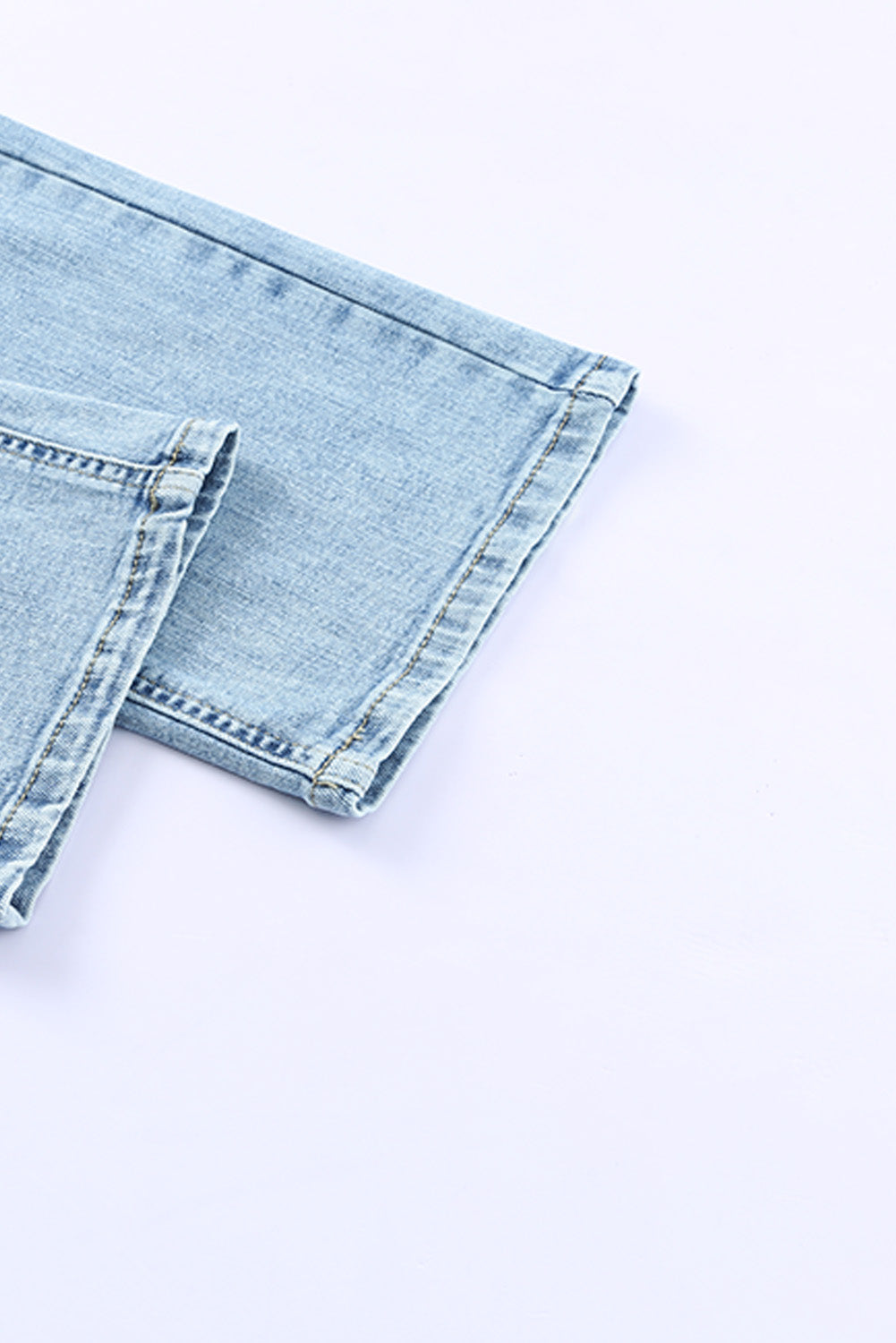 Sky Blue Gather Round Distressed Pocketed Denim Jogger Jeans JT's Designer Fashion