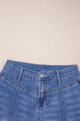 Beau Blue Tailored Center Seam Detail Straight Loose High Rise Jeans Jeans JT's Designer Fashion