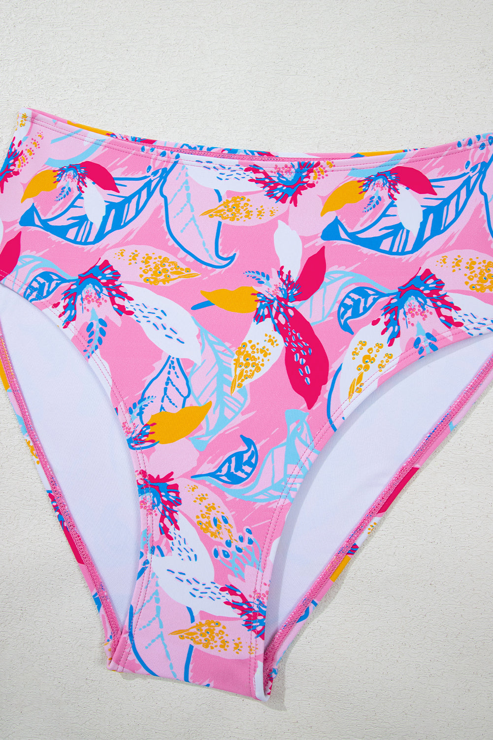 Pink Floral Printed Halter Neck High Waist Bikini High Waisted Swimsuit JT's Designer Fashion