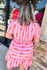 Rose Bow Tastic Clinched Waist Ruffled Plus Size Dress Plus Size Mini Dresses JT's Designer Fashion