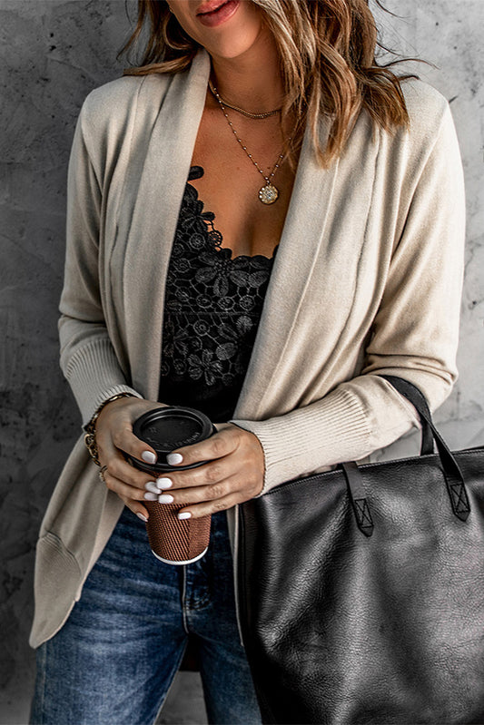 Khaki Super Soft Long Sleeve Open Cardigan Sweaters & Cardigans JT's Designer Fashion