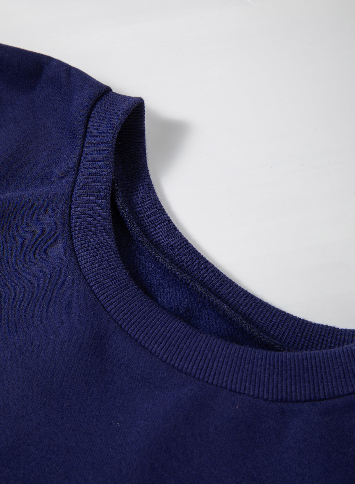 Navy Blue Solid Fleece Lined Drop Shoulder High Low Sweatshirt Sweatshirts & Hoodies JT's Designer Fashion