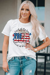 White USA Flag Slogan Graphic T-shirt Graphic Tees JT's Designer Fashion