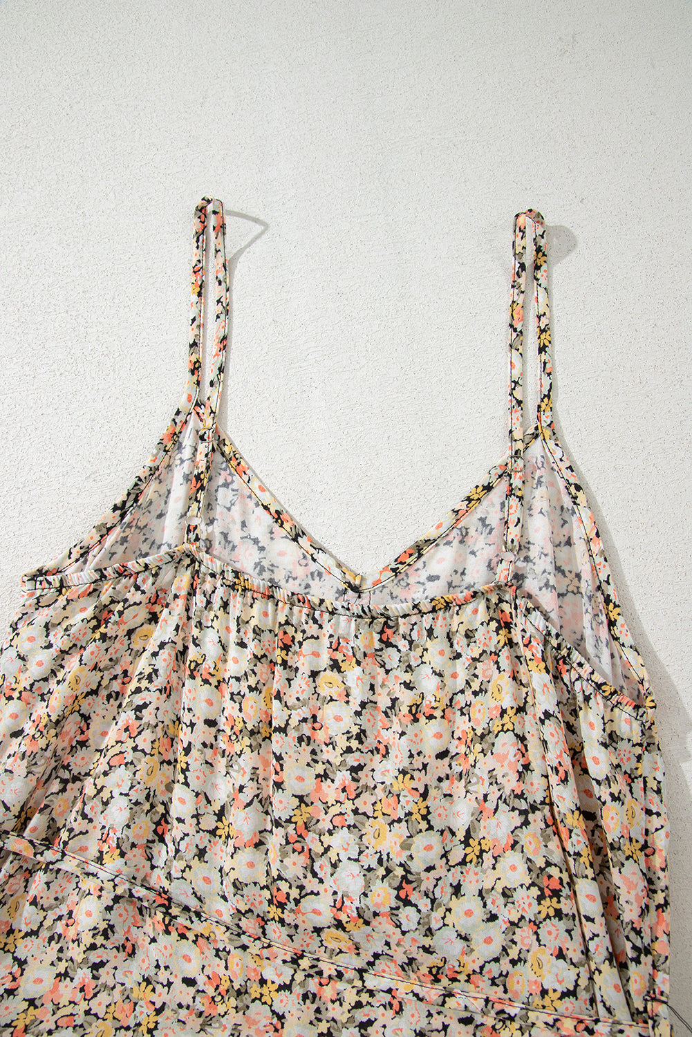 Khaki Boho Floral Printed Tie Waist Flared Sundress Floral Dresses JT's Designer Fashion
