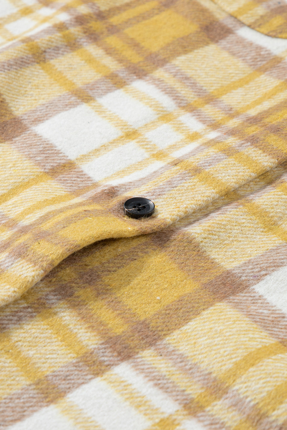 Yellow Plaid Flap Pocket Long Sleeve Shacket Plaid Shackets JT's Designer Fashion