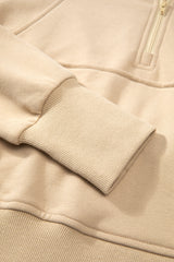 Parchment Quarter Zip Stand Neck Kangaroo Pocket Sweatshirt Sweatshirts & Hoodies JT's Designer Fashion