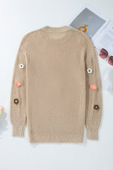 Parchment Hello Floral Embroidered Knit Loose Sweater Sweaters JT's Designer Fashion