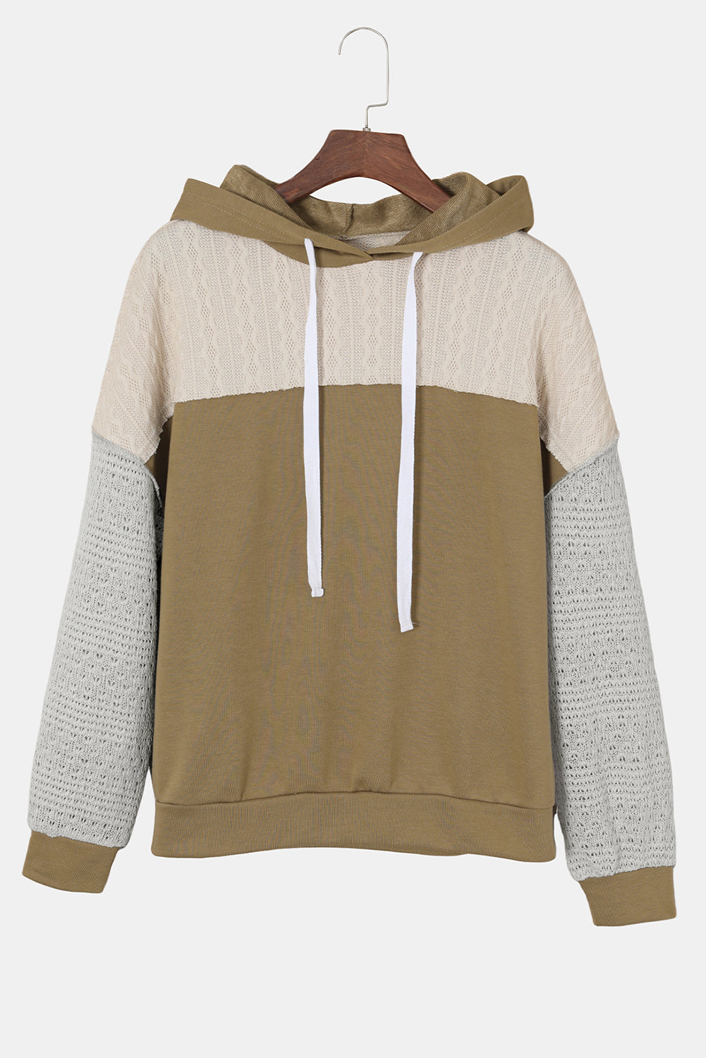 Brown Colorblock Patchwork Pullover Hoodie Sweatshirts & Hoodies JT's Designer Fashion
