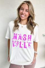 White NASHVILLE Star Graphic Crewneck T Shirt Graphic Tees JT's Designer Fashion