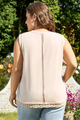 Parchment Studded Star Lace Patchwork Hem Plus Size Tank Top Plus Size Tank Tops JT's Designer Fashion