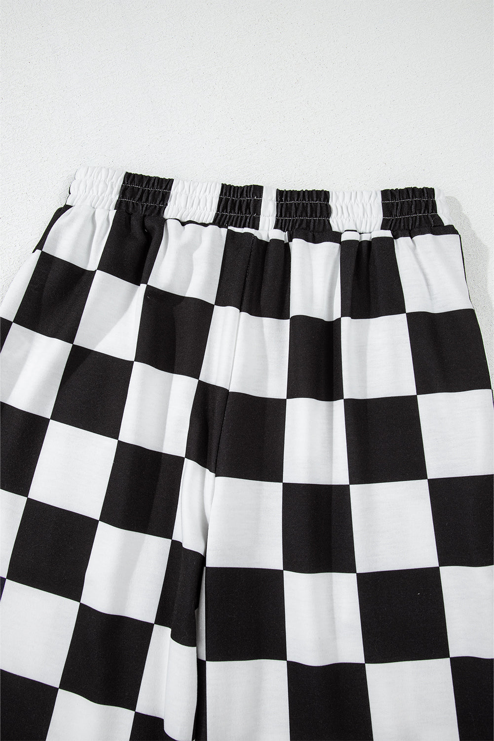 Black Checkerboard Elastic Waist Pocketed Joggers Pants & Culotte JT's Designer Fashion