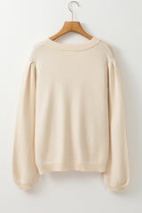 Apricot Pleated Sleeve Hollow Detail Button Sweater Cardigan Cardigans JT's Designer Fashion