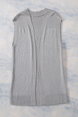 Gray Basic Vest Cardigan Sweater Sweaters & Cardigans JT's Designer Fashion