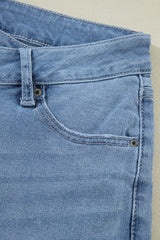 Dusk Blue High Rise Asymmetric Button Zip Fly Ripped Jeans Jeans JT's Designer Fashion