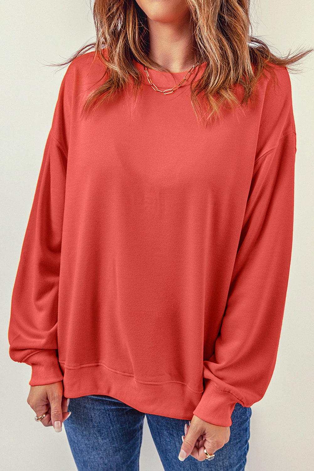 Plain Crew Neck Pullover Sweatshirt Sweatshirts & Hoodies JT's Designer Fashion