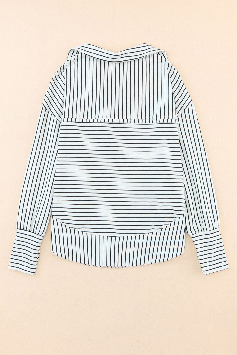 White Striped Thumbhole Drop Shoulder V Neck Top Long Sleeve Tops JT's Designer Fashion